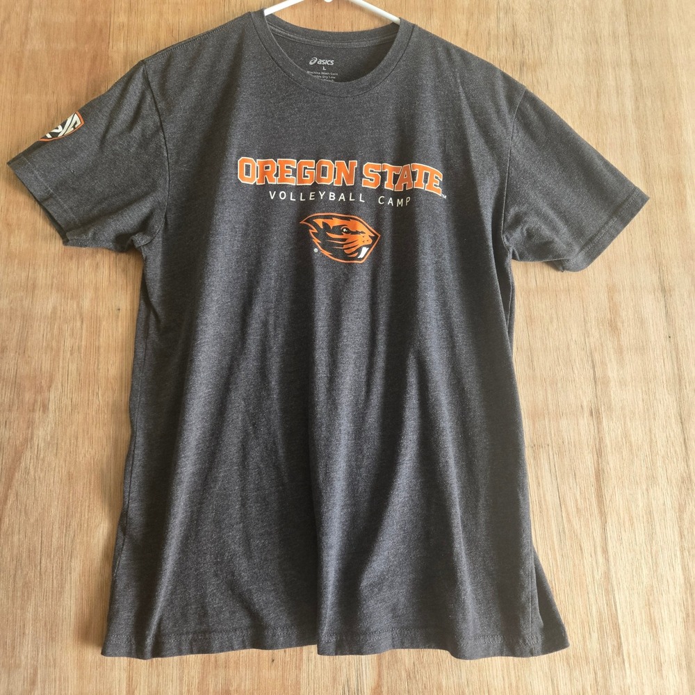 Asics Oregon State Volleyball Camp T-Shirt Heather Charcoal Grey Pac-12 Large L
